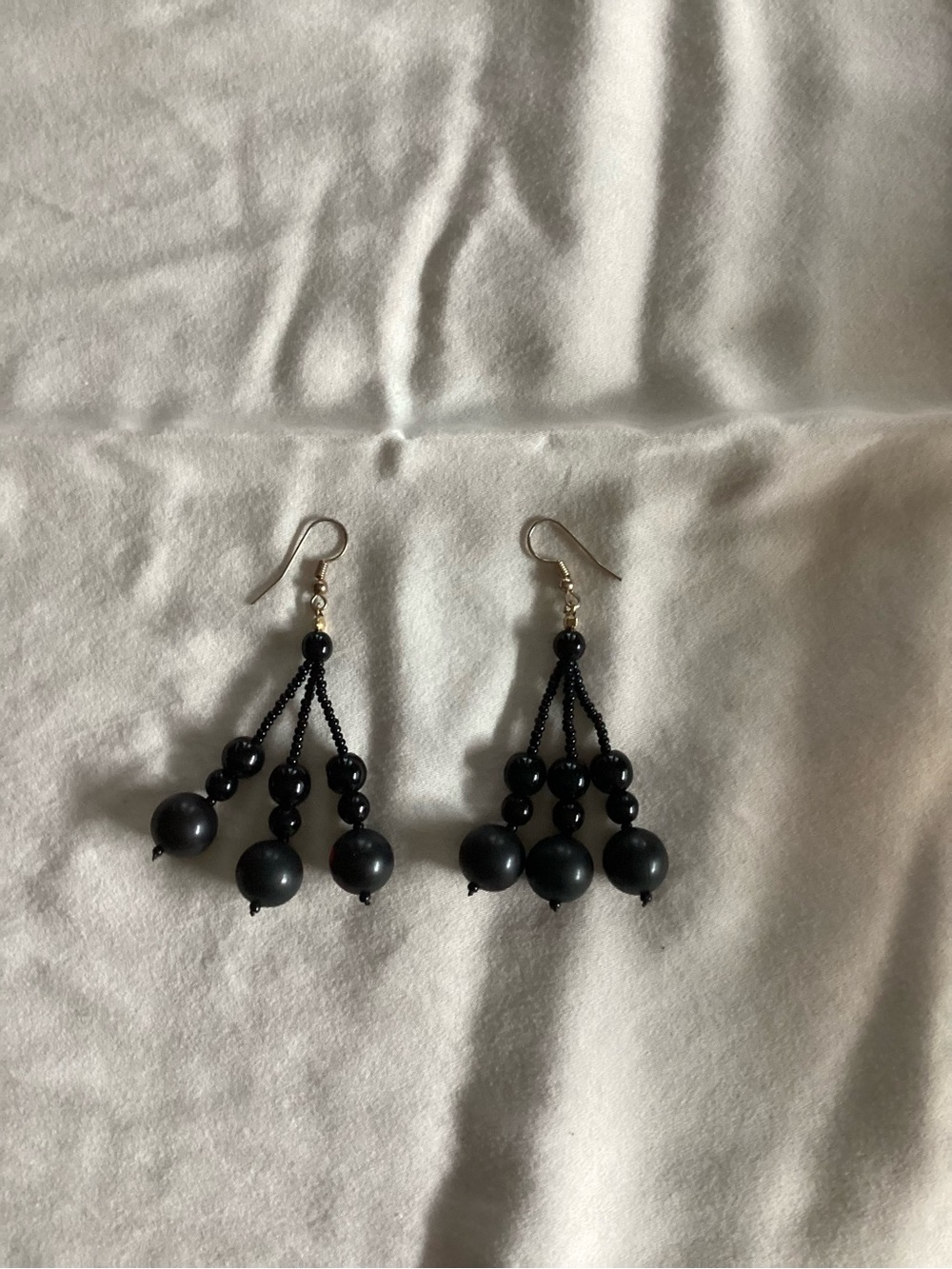 Black Beaded Dangle Earrings - Elegant Women Jewelry